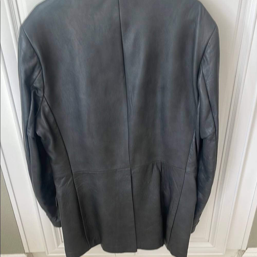 Vintage Grey Clipper Mist Men’s leather Coat size 46 X- long - Picture 3 of 14